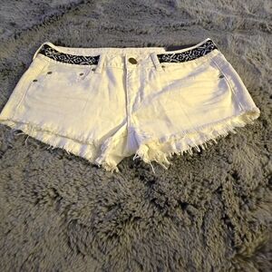 American Eagle Outfitters White Frayed Jean Shorts